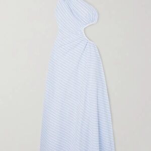 STAUD Blue and White Striped Dress